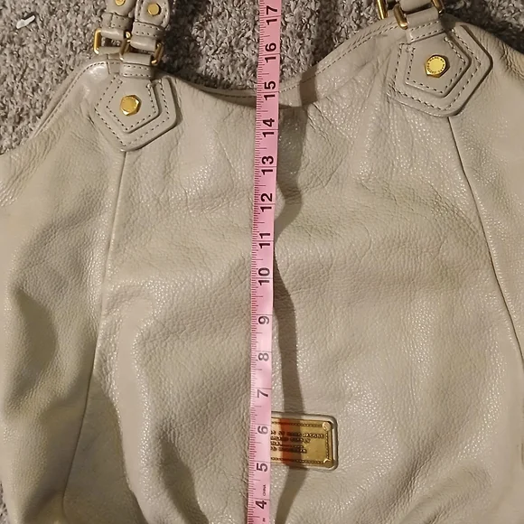 ✨ Marc by Marc Jacobs Classic Q Workwear Leather Satchel Tote Bag Beige Cream - Picture 4 of 16